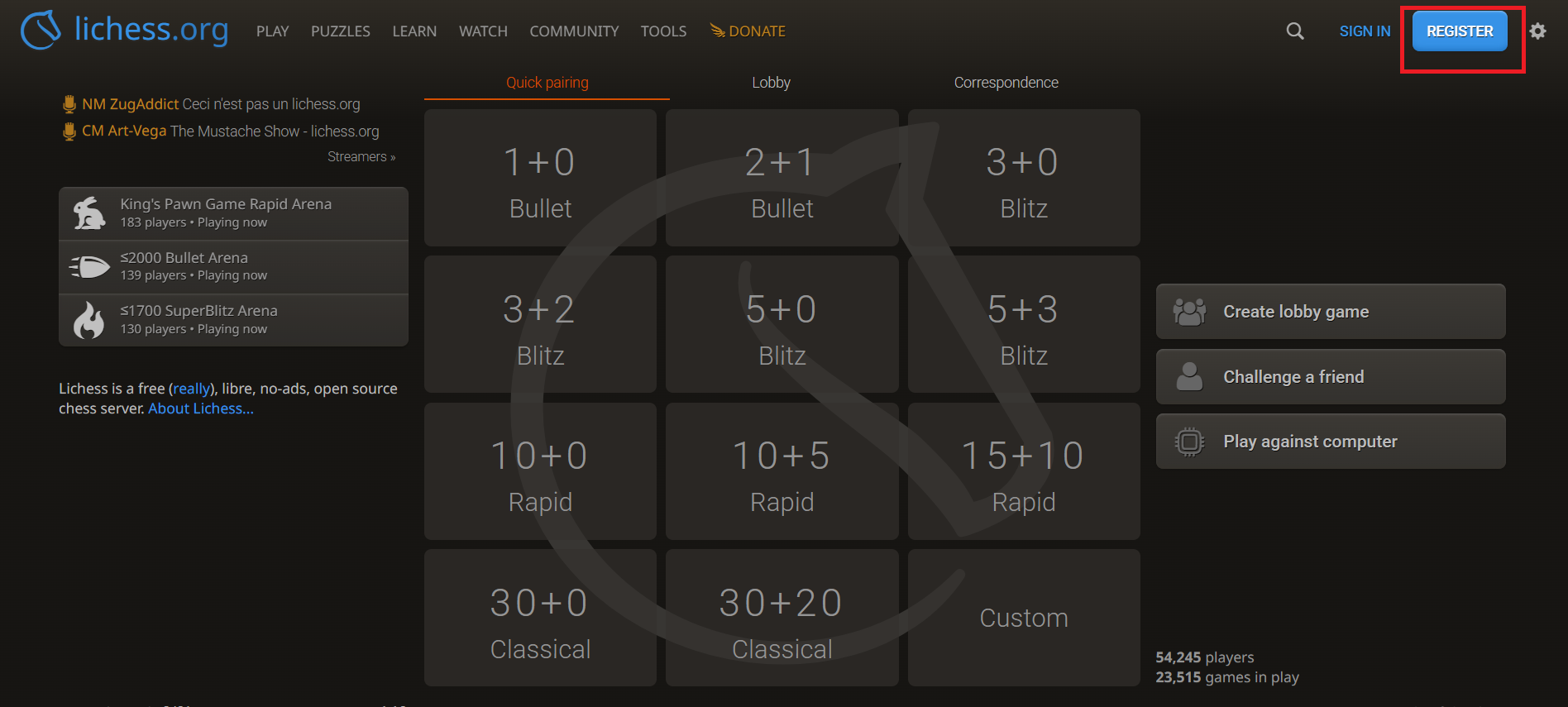  Lichess registration page